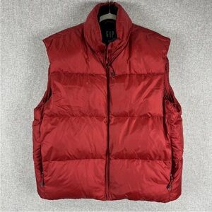 GAP Heavy Red Quilted Down Puffer Jacket with Packable Hood